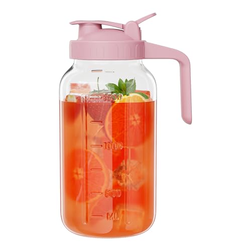 Glass Pitcher with lid (Pink / 64 Ounces)