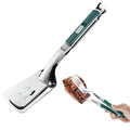 Kitchen Spatula Tongs 11.6 lnch Stainless Steel Grill Clamp Cooking Tongs for Flipping Steak Fish Bread Hamburger Frying Pancake Pie (Green)