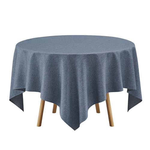 Faux Linen Square Tablecloth for Dining Room (Denim Blue / 70" x 70" (Square))