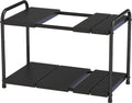 Under Sink 2 Tier Expandable Shelf Organizer (Black)