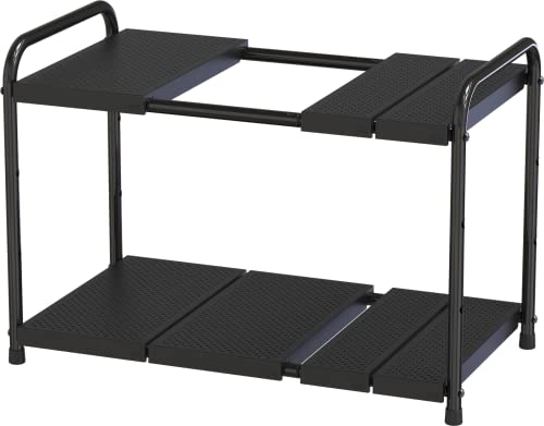 Under Sink 2 Tier Expandable Shelf Organizer (Black)
