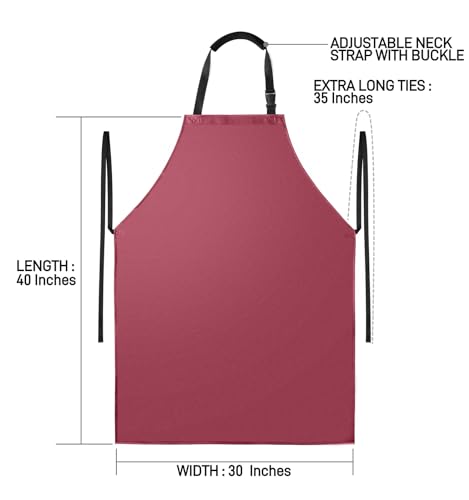 Waterproof Apron with Comfortable Adjustable Bib (Red)