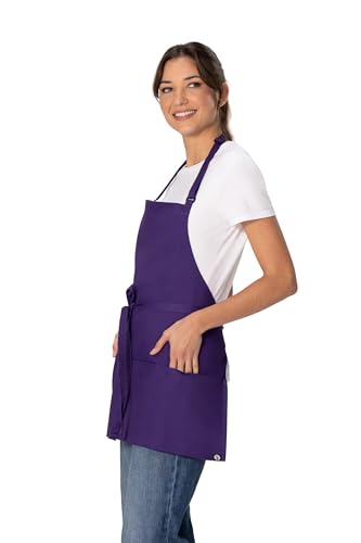Unisex Three Pocket Apron (Purple, 1 Pack)