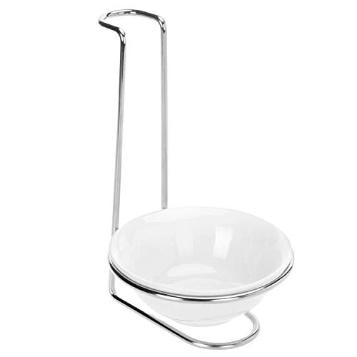 White Ceramic Ladle Holder Spoon Rest with Stainless Steel Stand (White / Single)