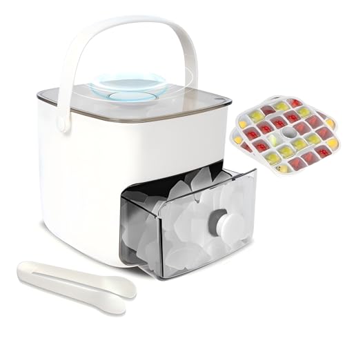 Ice Cube Tray with Lid & Bin Ice Maker for Freezer Ice Trays Ice Container (White)