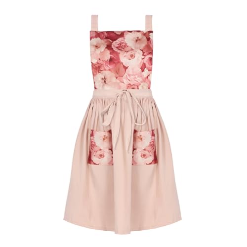 Aprons for Women with Pockets (Pink)