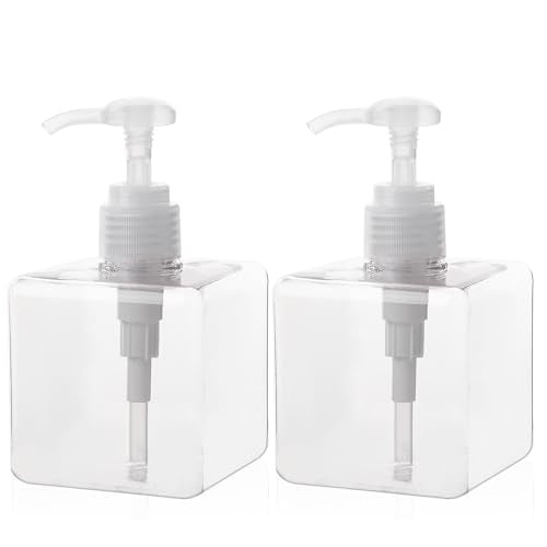 Plastic Pump Bottle Refillable Lotion Soap Dispenser 8.5oz Clear 2 Pack (8.5oz/250ml / Clear)