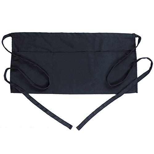 Waist Apron with 3 Pockets (1 Pack Black)