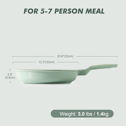 Nonstick Ceramic Frying Pan 12.5 (12.5 Inch / Mint Green)