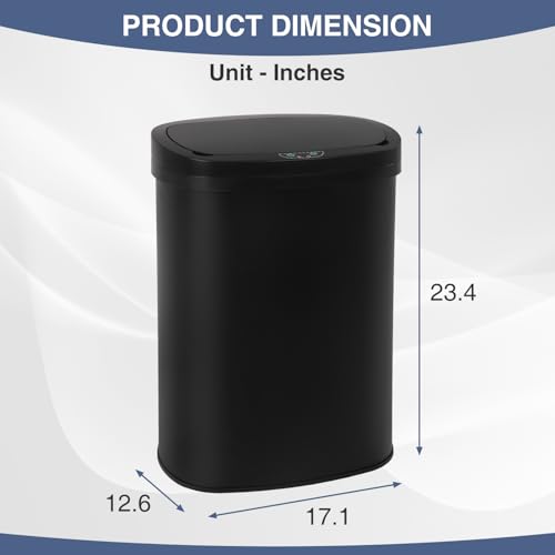 13 Gallon Stainless Steel Trash Can (Black Stainless Steel)