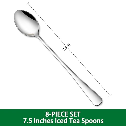 7.5 Inches Stainless Steel Iced Tea Spoons (Silver / 7.5 Inch)