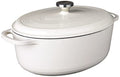 Enameled Cast Iron Oval Dutch Oven with Lid (Oyster White)