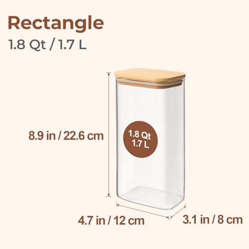 Glass Storage Containers with Lids 1.8 Qt (1.8 qt x 3)