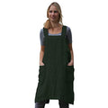 Women's Pinafore Square Apron Baking Cooking Gardening Works Cross Back Cotton (XX-Large / Y-dark Green)