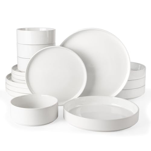 Nebula 16 Piece Dinnerware Set with Pasta Bowls (White / Service for 4 (Include Pasta Bowls))