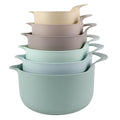 Nesting Plastic Mixing Bowl Set with Pour Spouts and Handles (Mint 6 Piece / 6 Piece Non-Slip)