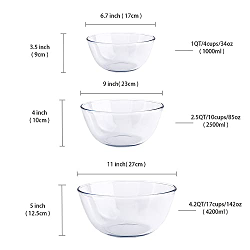 Glass Mixing Bowl Set for Baking 3 (Set of 3)