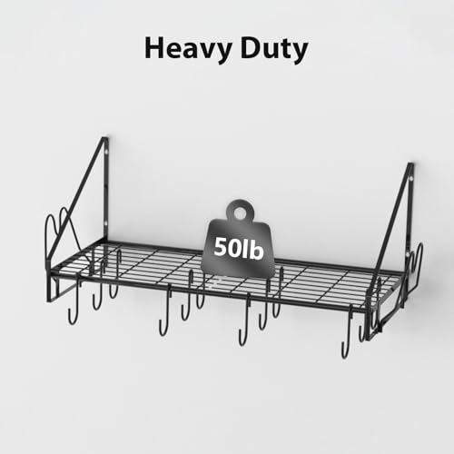 28 Inch Pot Rack Wall Mounted (28"W 1 Tier Black)
