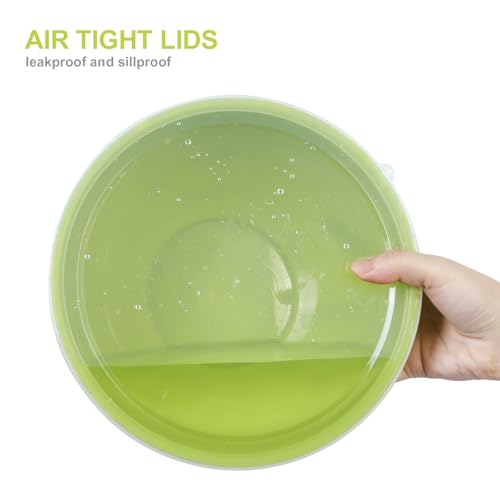 BPA Free Plastic Round Mixing Bowl with Lids (Light Green)