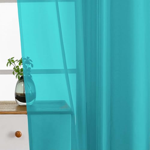 Valances for Windows 14 inch Length 2 Panels (42"W x 14"L (Pack of 2) / Turquoise)