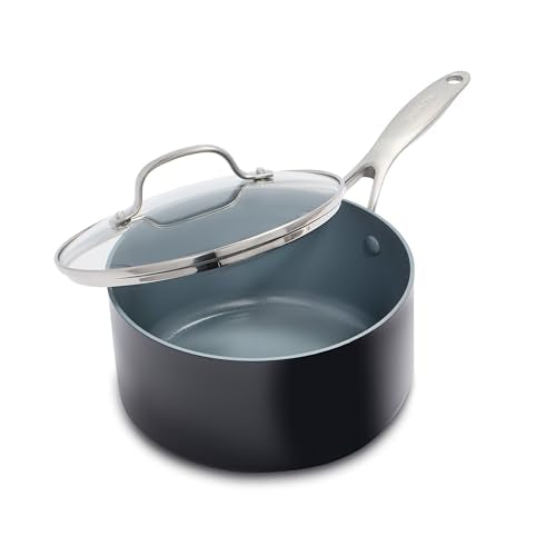 Valencia Pro 2QT Ceramic Nonstick Sauce Pan with Lid (Gray / 2.1 Quarts)
