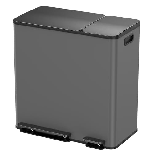 Double Trash Can Kitchen (Grey / 13+5.5 Gallon)