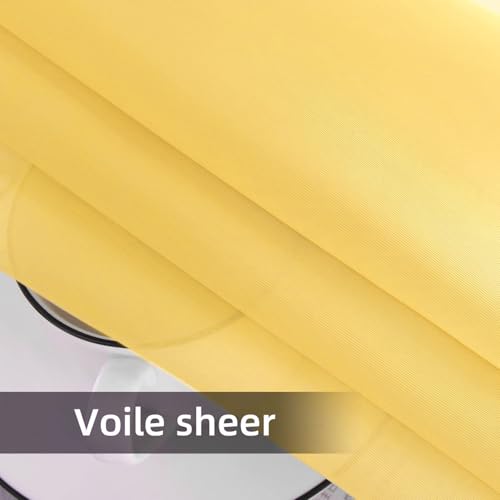 Solid Sheer Rod Pocket Curtain Voile Draperies 2 Panels White Beige Black Grey Coffee 52 Inch Width 45 Inch Long 1 Pair for Kitchen Bedroom Children Living Room Yard (Yellow / 52"W x 45"L (Pack of 2))