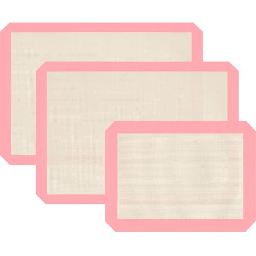 Silicone Baking Mat Set of 3 (Pink / 3 Pieces (2 Half and 1 Quarter Sheets))