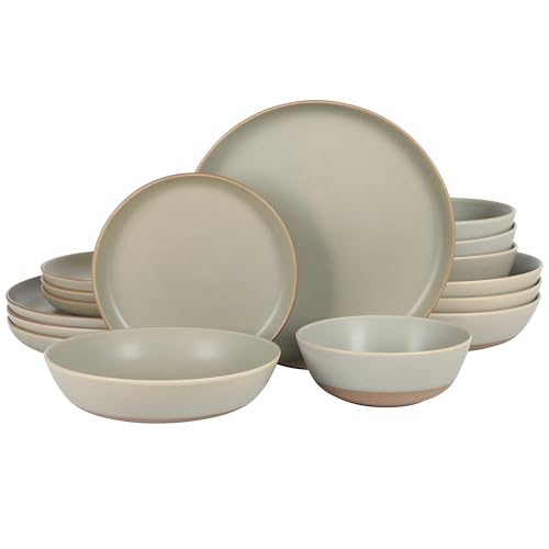 Laguna Bliss 16 Piece Stoneware Reactive Glaze (Matte Green (Laguna Bliss) / Service for 4 (16pcs))