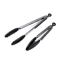 2 Pack Silicone Kitchen Tongs (Black)