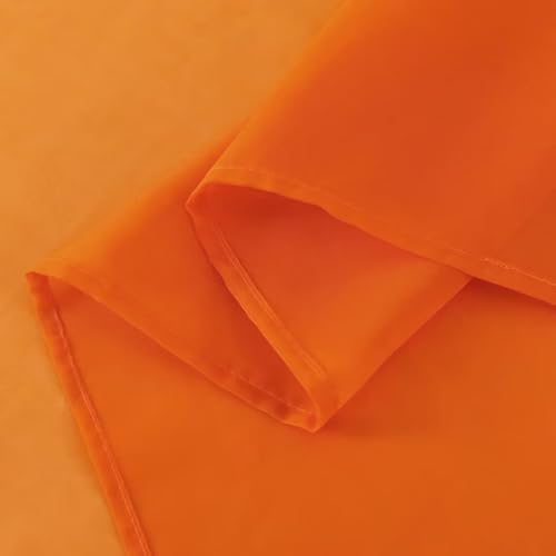 Basic Rod Pocket Sheer Voile Window Curtain Panels Orange 2 Panels 52 Width 96 Inch Long for Kitchen Bedroom Children Living Room Yard (Orange / 52"W x 96"L (Pack of 2))