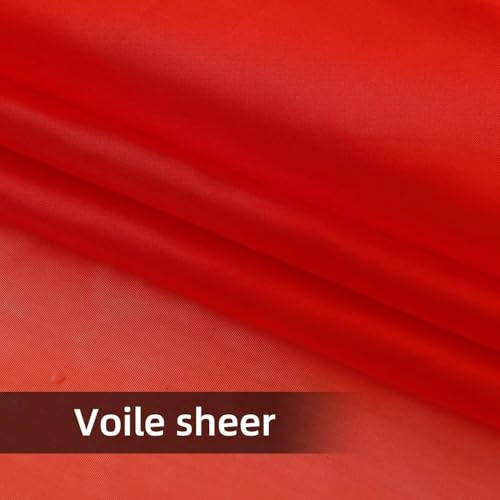 Solid Sheer Rod Pocket Curtain Voile Draperies 2 Panels White Beige Black Red Coffee 38 Inch Width 54 Inch Long 1 Pair for Kitchen Bedroom Children Living Room Yard (Red / 38"W x 54"L (Pack of 2))