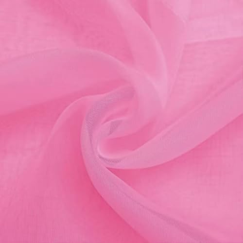 Basic Rod Pocket Sheer Voile Window Curtain Panels Pink 1 Pair 2 Panels 60 Width 72 Inch Long for Kitchen Bedroom Children Living Room Yard（Pink (Pink / 60"W x 72"L (Pack of 2))