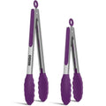 Cooking Tongs with Silicone Tips (Purple / 9 + 12 inches)
