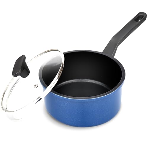 Nonstick Sauce Pan with Lid (Blue / 1.5 Quarts)