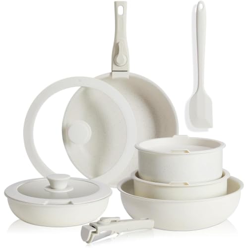 12 Piece Nonstick Cookware Set (Cream White / 12 Piece)