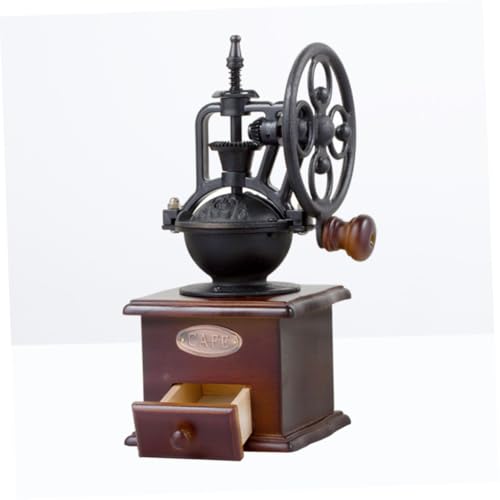 Manual Coffee Bean Grinder Vintage Hand Crank Wooden Burr Mill with