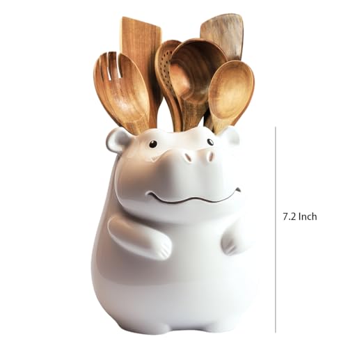 Ceramic Cartoon Animal Pattern Kitchen Utensil Holder (Hippo)