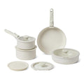 Ceramic Nonstick Cookware Set with Detachable Handles (Ivory)