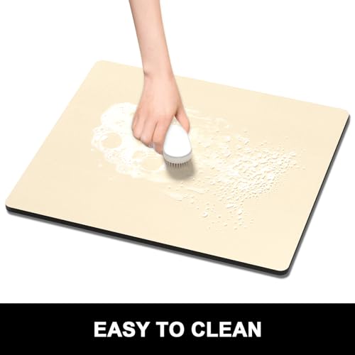 Dish Drying Mat for Kitchen Counter (A-Beige / 16" x 18")