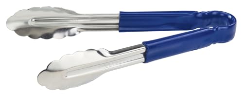 9" Blue Plastic Serving Tongs