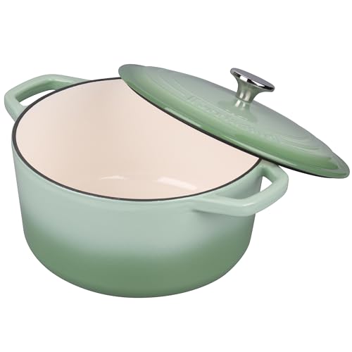 Enameled Cast Iron Dutch Oven Pot with Lid (6 QT / Green)