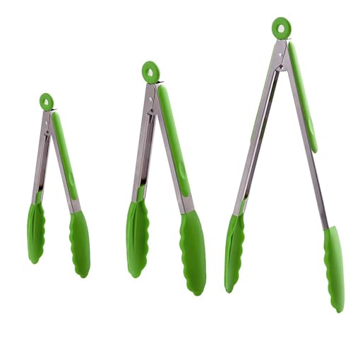 Kitchen Tongs with Silicone Tips (Grass Green)