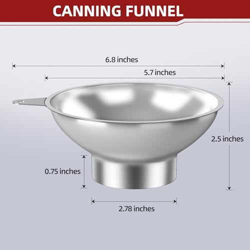 Stainless Steel Metal Canning Funnel with Removable Strainer ((5.7" x 2.78" Mouth with Strainer))