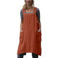 Cotton Linen Apron Cross Back Apron for Women with Pockets Pinafore Dress for Baking Cooking (Orange / Large)