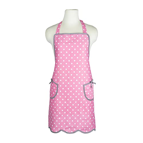 Kitchen Aprons with Pockets for Mother and Daughter (Pink Polka Dot)