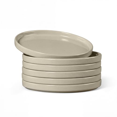 7.9 Inch Ceramic Dinner Plates (Deep Khaki / 7.9'')