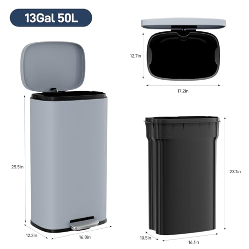 13.2 Gal Step Kitchen Trash Can (50L / Haze Blue)