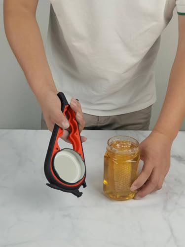 Jar Opener with Gripper Pads for Weak Hands (Black and Red)