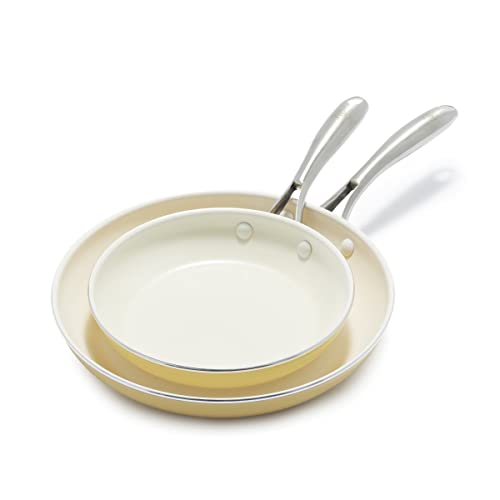 Artisan Healthy Ceramic Nonstick (Yellow / 8" and 10" Frying Pan Skillet Set / Induction)